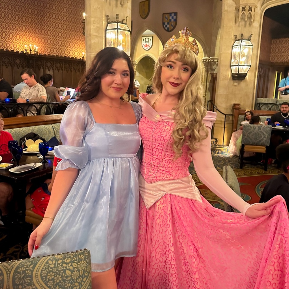 Blue iridescent babydoll dress
